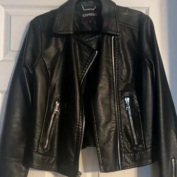 Black “vegan” Leather Express Moto-Jacket - Picture 2 of 8